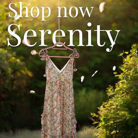 STORIA Floral Ruffle Romantic Frilly Midi Dress Tassel Ties Cottagecore Small - Picture 6 of 13